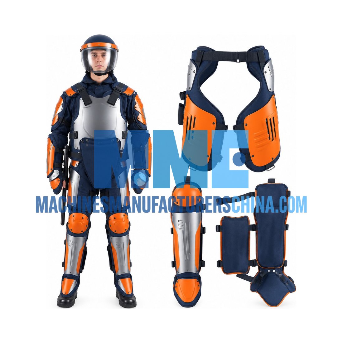 Army Free Size Riot Gear Body Armor , Black Military Body Armor With T Baton — Army Equipment