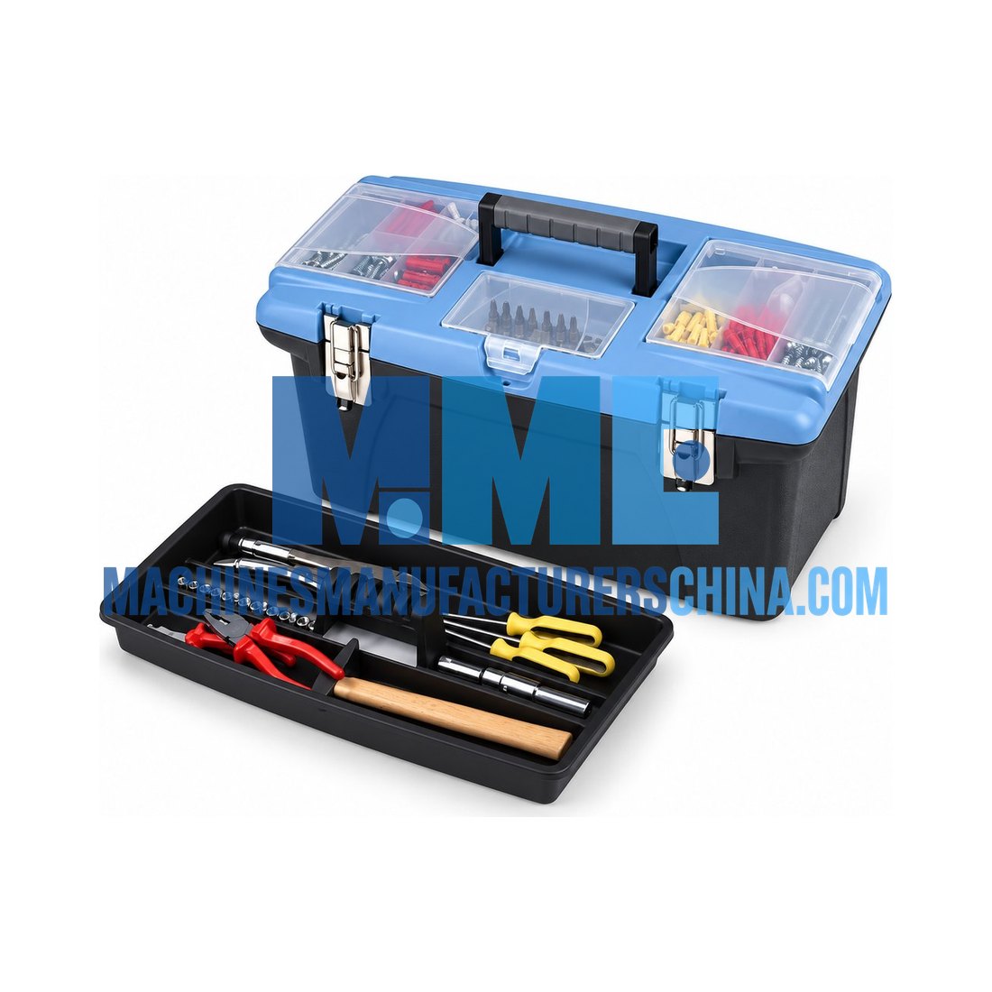 Jumbo Tool Box With 2 Pull Out Organizers, Bit Holder and Metal Latches — Hand Tools